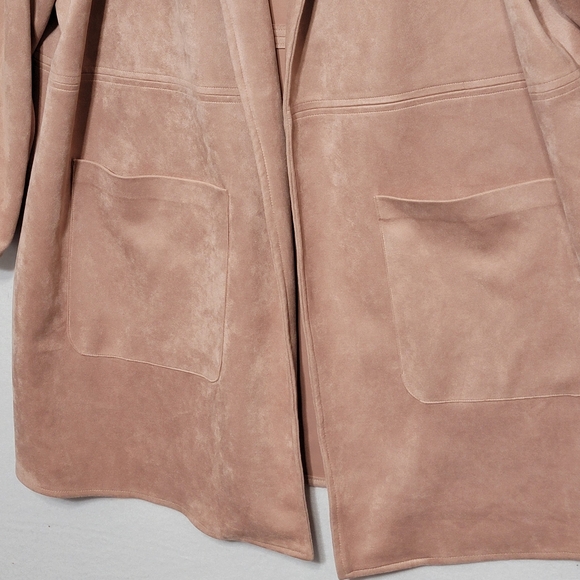 Roz & Ali Faux Suede Open Front Long Sleeves Long Jacket Size 3X - Picture 5 of 5